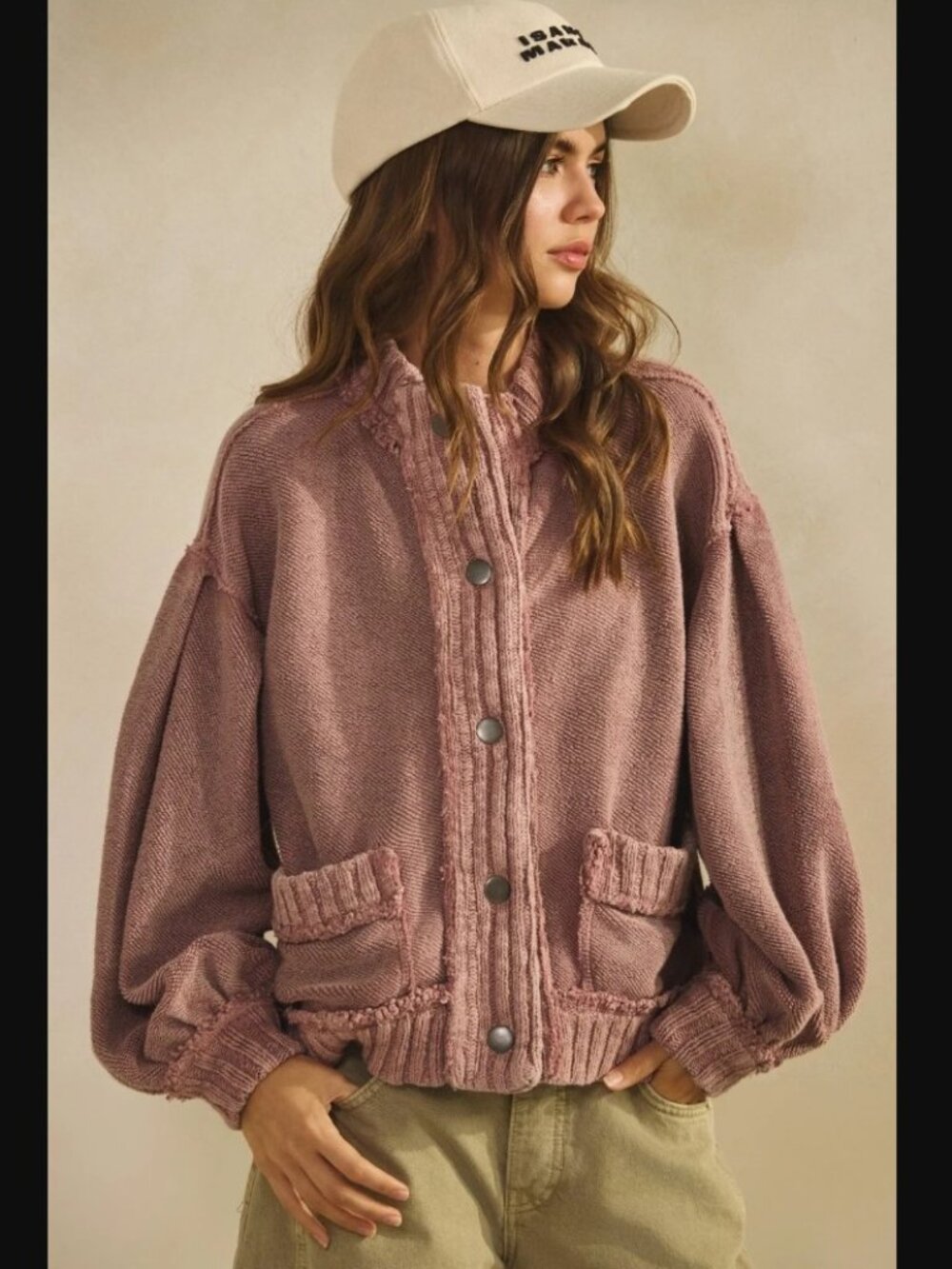 Free People We The Free Cute In This Cardi in Mauve Size Medium